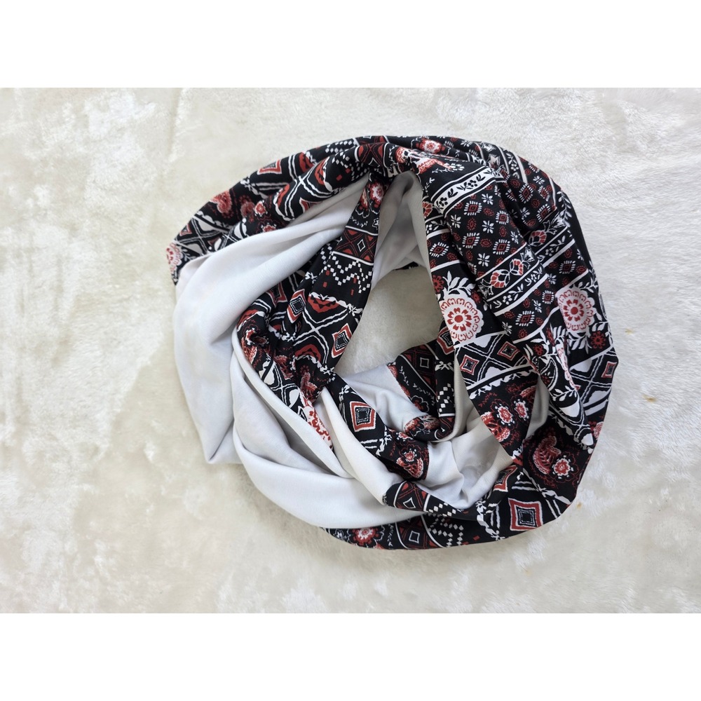 Womens Infinity Scarf Black White Red Geometric Floral‎ Paisley Loop Scarf